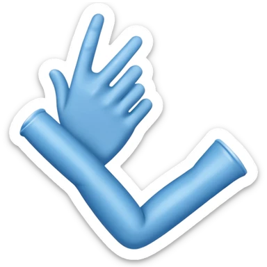 Arm in a blue cast with white edges at top and bottom  sticker