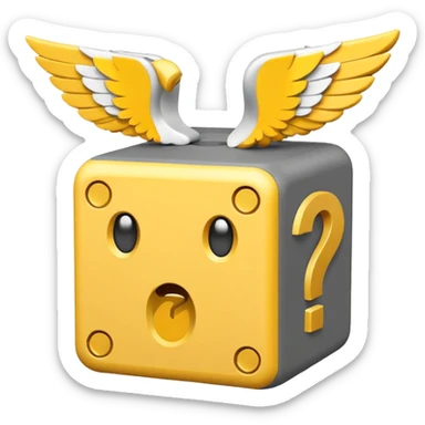 Gray and white, the gray being the block itself while the white parts are the question marks, corners, and mouth. It has 2 white wings on each side like the other lucky blocks. sticker