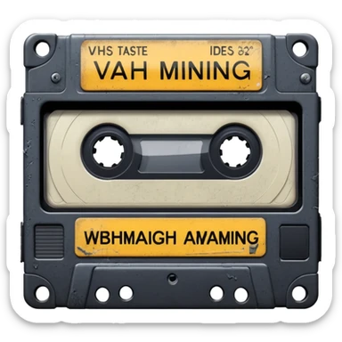 VHS tape with scratched warning label.
 sticker