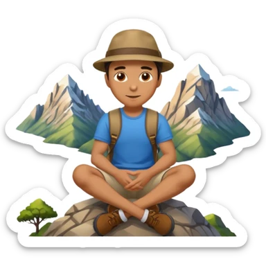 A man sitting on a mountain sticker