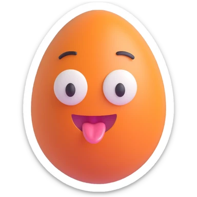 egg with the tongue out, playful expression sticker