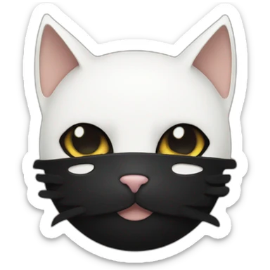 black white cat with a black batman mask sticker