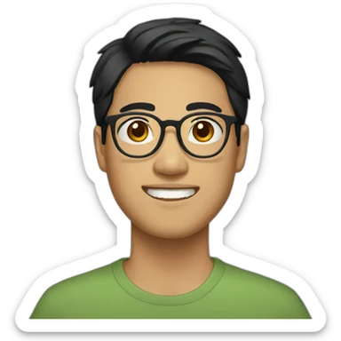 southeast asian male with glasses and black hair sticker