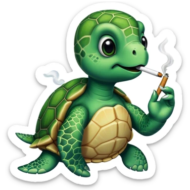 Sea turtle getting high smoking weed sticker