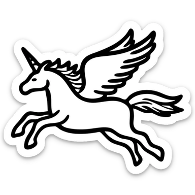 Graceful Pegasus with flowing mane and large wings in mid-flight sticker