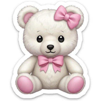 White teddy bear pink bow sticker