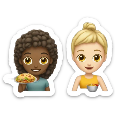 two white people and a food court sticker