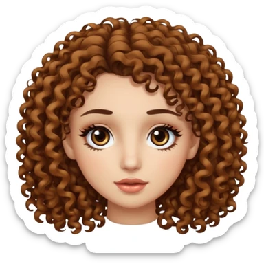 curly hair dark brown eyes and long lashes with and light  skin sticker