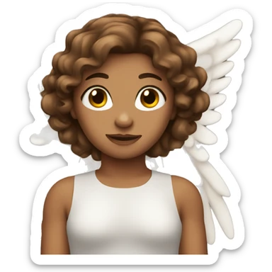 brown hair withe angel sticker