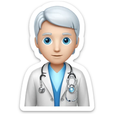 medical robot with a doctor's coat and a stethoscope sticker