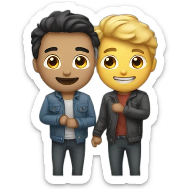 two guys flirting with each other sticker