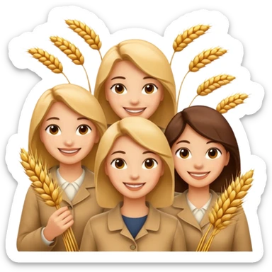 women happy satisfied in different angel with minimal wheat flying arround sticker