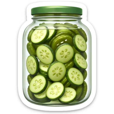 glass jar with sliced pickles in brine sticker