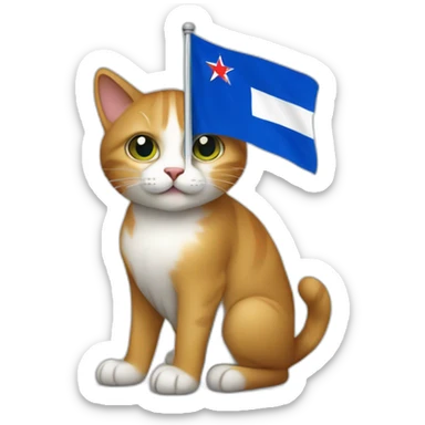 cat with a slovenian flag sticker