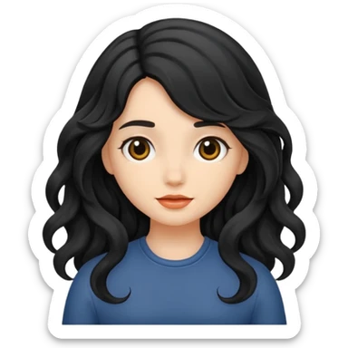 Girl with black wavy not so long hair sticker