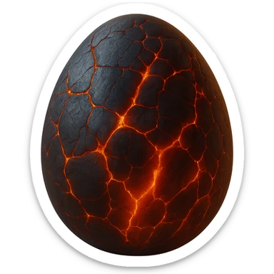 Remove the background from the realistic lava egg, keep dark stone shell, fiery cracks, heat shimmer, with no background, transparent background sticker