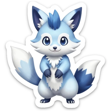 Shiny White Pastel Snowy Icy Sparkly Cute Furret-Meowstic-Zangoose-Hybrid (Full body) sticker