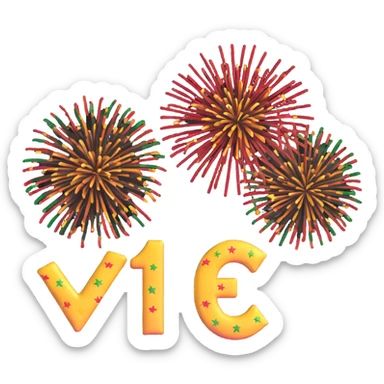 lucky 7 with fireworks and Brazilian and Mexican motifs sticker