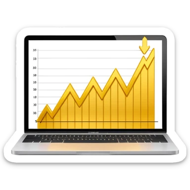 golden increasing chart on mac book screen sticker