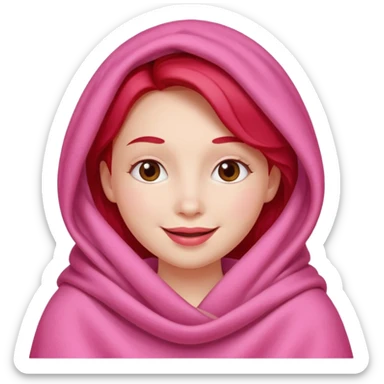 happy smile emoji red cheeks in pink blanket  sticker