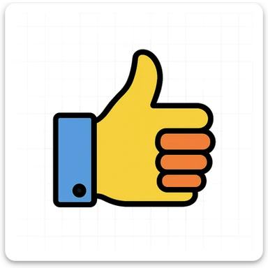 color outline icon style thumb pointing forward sticker