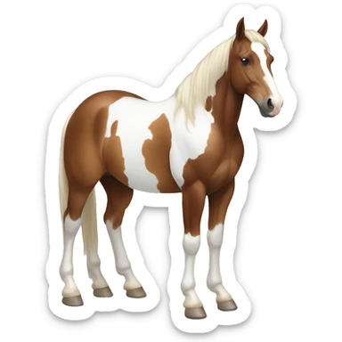 Full body brown and white paint horse with white blaze on head sticker