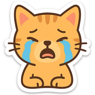 flat toon style crying cat sticker