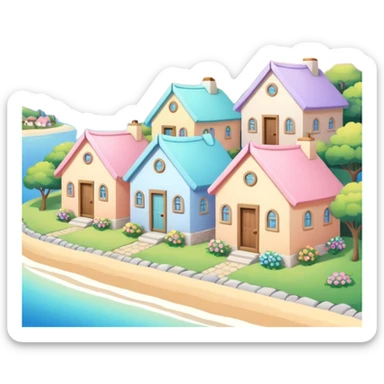 Pastel Roof Cottages sticker