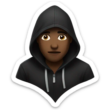 Guy with black hoodie looking mysterious sticker