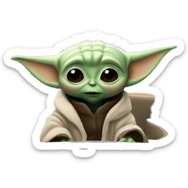 baby yoda behind the wheel of a yacht sticker