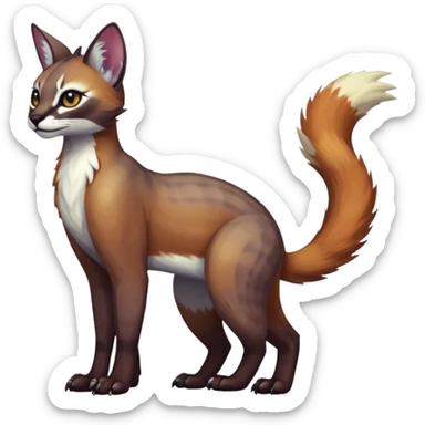 dark fruity white glorious iridescent divine exotic cute cool beautiful beautiful fantasy-caracal-civet-genet-sergal-vernid-Gryphon-Cacomistle-Trico-oncilla-animal-Fakémon-hybrid-fursona (full body) sticker