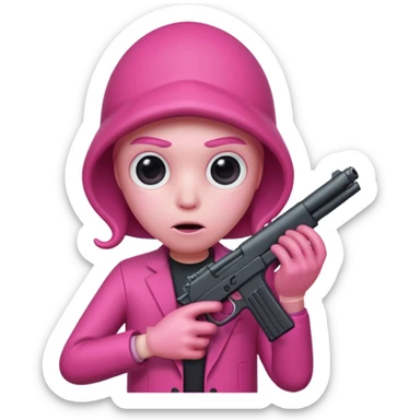 Squid games pink guy with gun  sticker