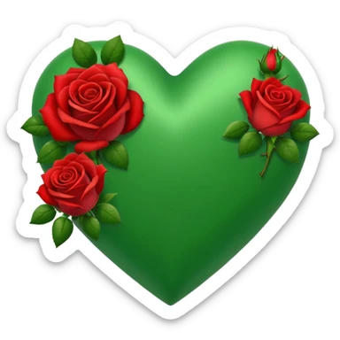 Green Heart with roses sticker