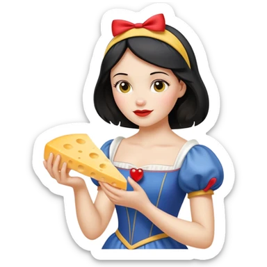  Snow White holding wedge of cheese sticker