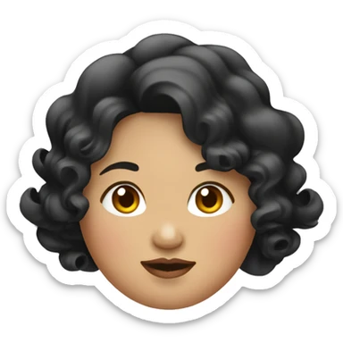Southeast Asian woman, overweight, with black wavy curls. sticker