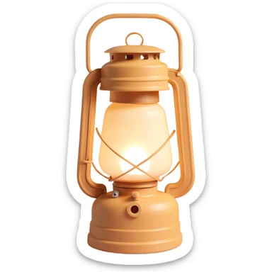 aesthetic camping lantern, beige color, soft lighting, minimal and elegant, 3D effect sticker