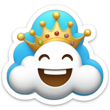 cloud with crown and happy smiley face sticker