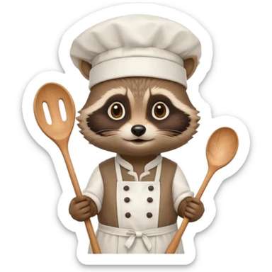chef brown raccoon sticker