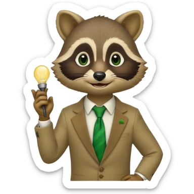 waiter racoon green tie sticker