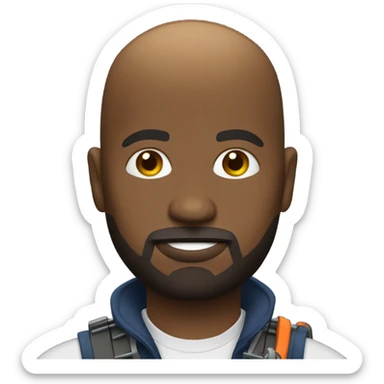 Bald black man with goatee using a chainsaw  sticker