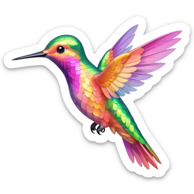 peach pink and yellow-green humming bird sticker