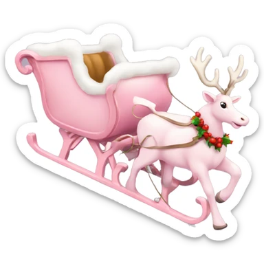 pale pink christmas sleigh with reindeers sticker