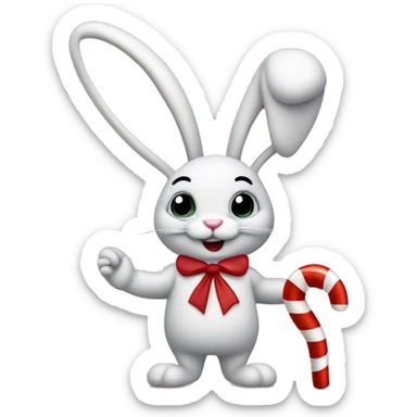 bunny dressed like hugh hefner twirling a peppermint candy cane sticker
