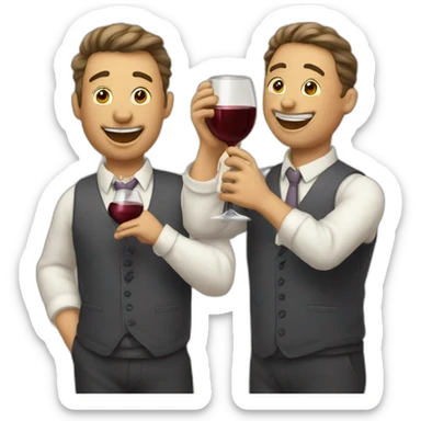 3 men drinking wine and joking sticker