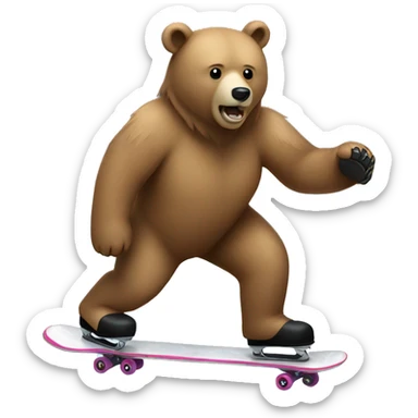 a bear skating on ice sticker