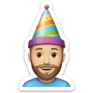 young man with a beard, happy birthday boy sticker