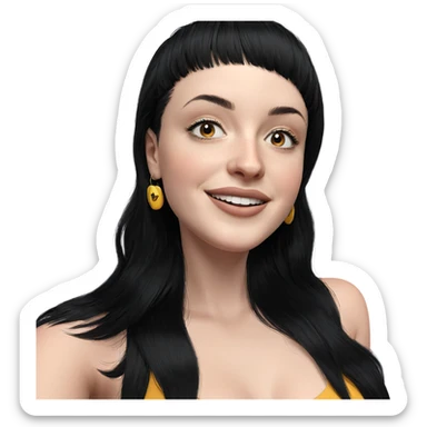 smiling girl with black hair sticker