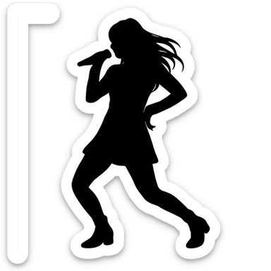 kpop idol silhouette, dynamic pose, no background sticker