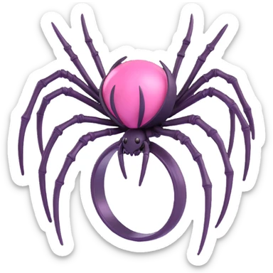 3D gothic spider ring with pink highlights, elegant and dark sticker