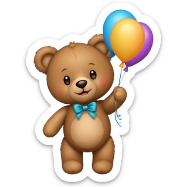 Teddy bear with colourful balloon in hand sticker